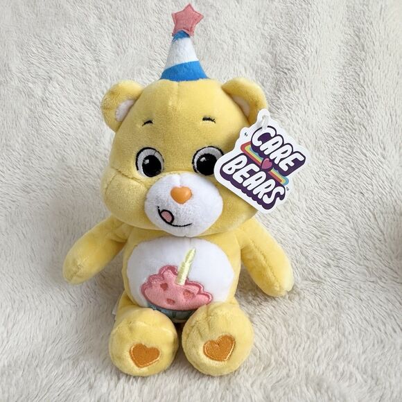 NWT Care Bears Yellow Birthday Bear Basic Fun 10” Plush Stuffed Toy - Picture 1 of 5